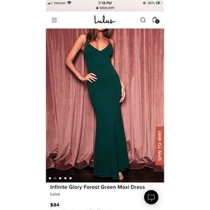 Lulus green maxi dress